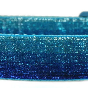 8 Colors Ombré GLITTER 1 MARTINGALE Dog Collar Blue/Blu+Blue+Silver