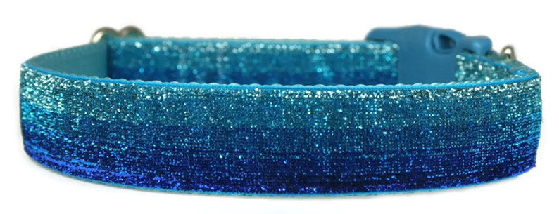 8 Colors Ombré GLITTER 1 MARTINGALE Dog Collar Blue/Blu+Blue+Silver