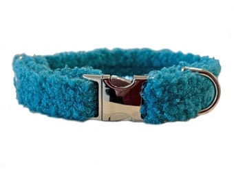 Ever So Soft Teal Sherpa Fleece Dog Collar | Plush Comfort Collar