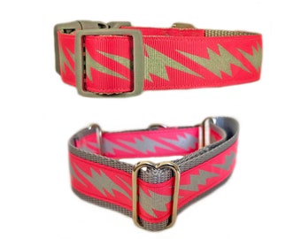 Retro-Reflective 1" or 1.5" Martingale Safety Dog Collar or Buckle Collar | Outdoor Safety Collar