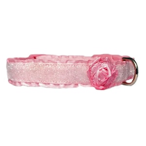 Pale Pink Glitter Dog Collar 5/8&quot; or 3/4&quot; Ruffle Bling Collar