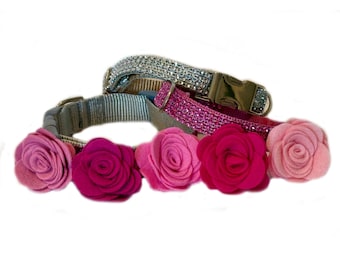 Flor de fieltro para collar de perro: Accesorio de rosa enrollada a mano - Nicia Pet Couture