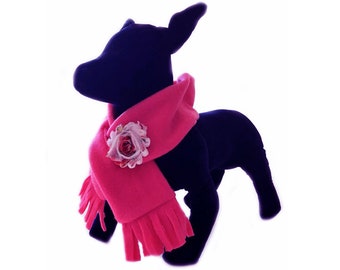 Fleece Tassel Dog Scarf in Hot Pink * Exclusive Design by Nicia Pet Couture