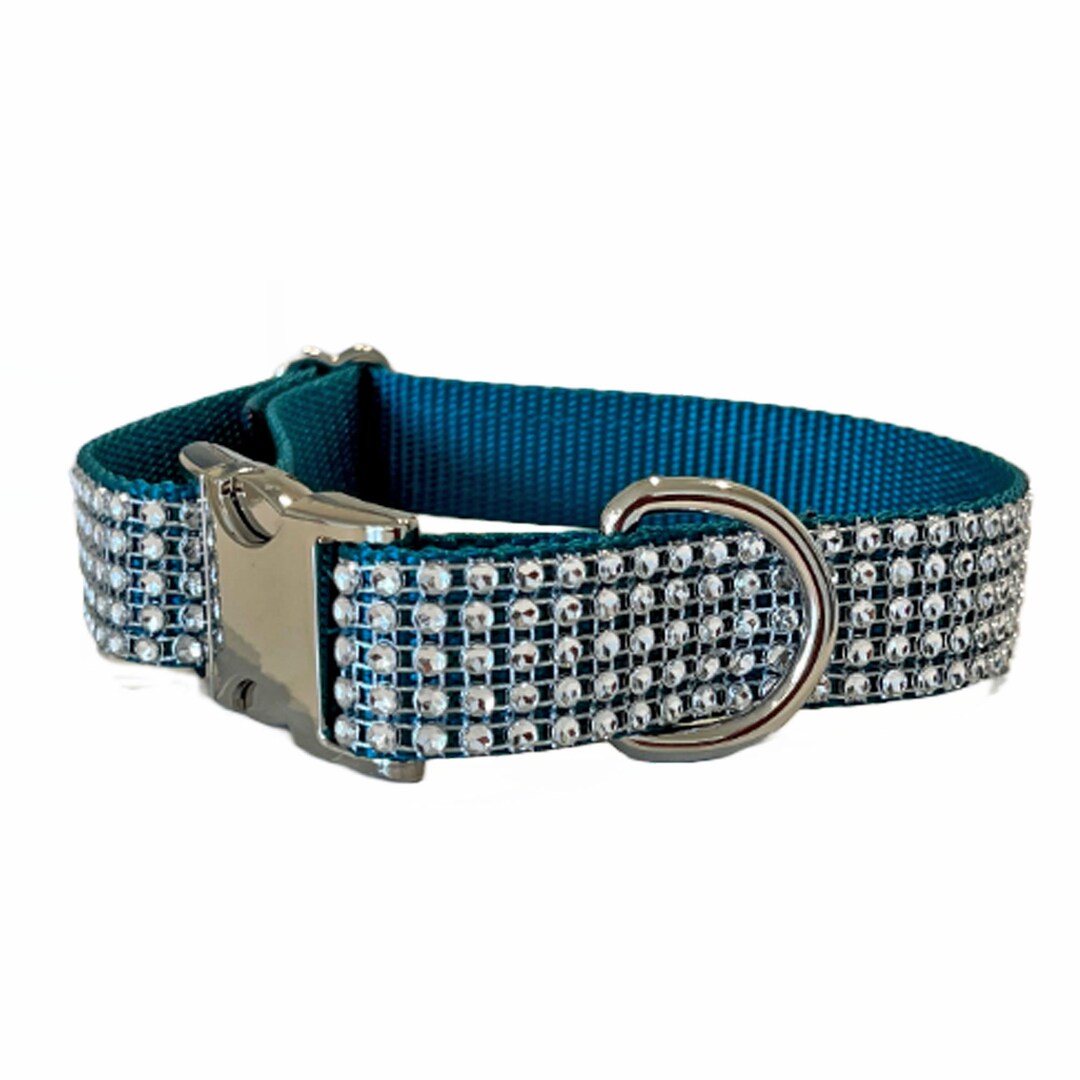 Rhinestone 1 Teal Dog Collar Etsy