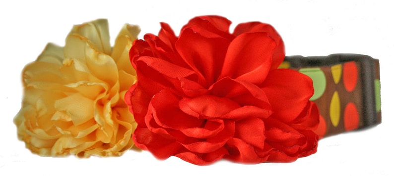Ruffled 4 Chiffon Flower Dog Collar Accessory