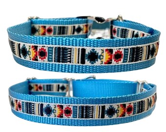 Blue Dog Collar | Southwest 5/8", 3/4" or 1" Dog Collar