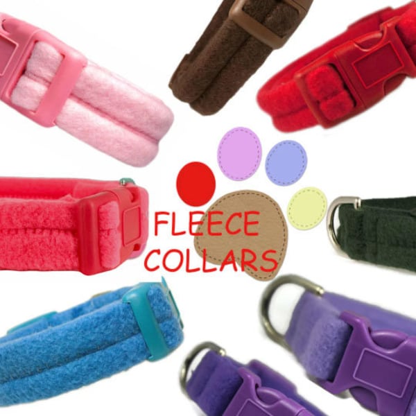 COMFORT FLEECE Dog Collar 5/8", 3/4" or 1" * Winter Warm Super Soft Collar * Pink Red Royal Black Blue Brown Purple Olive Green Collar