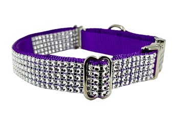 The Purple and Reds! Rhinestone 1" BUCKLE MARTINGALE Dog Collar | Bling 1' Martingale Collar | A Sparkle Collar