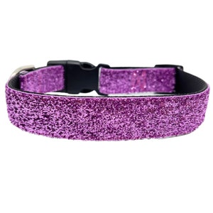 Pink GLITTER 3/8&quot; 5/8&quot;, 3/4&quot;, 1&quot; Dog Collar | Sparkle Dog Collar