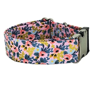 Rosa Floral 1" or 1.5" Dog Collar in Violet Metallic, Floral Girl Collar