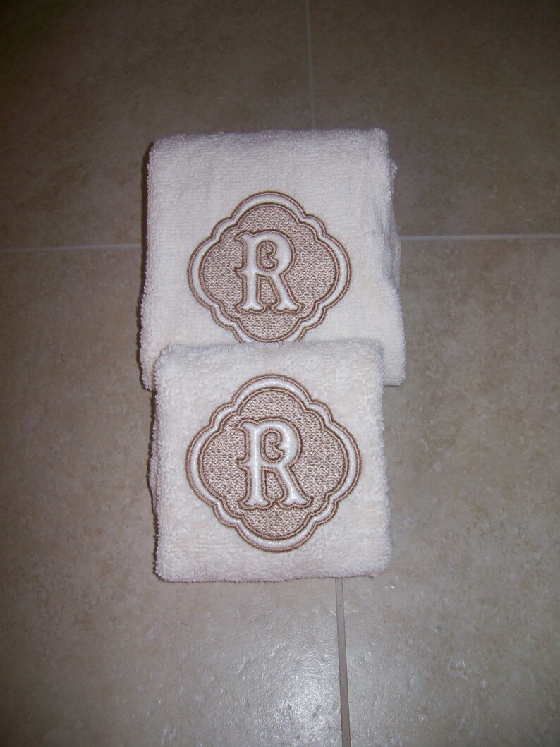 Embossed Monogram Bath Towel Set bath Towel Hand Towel and Etsy