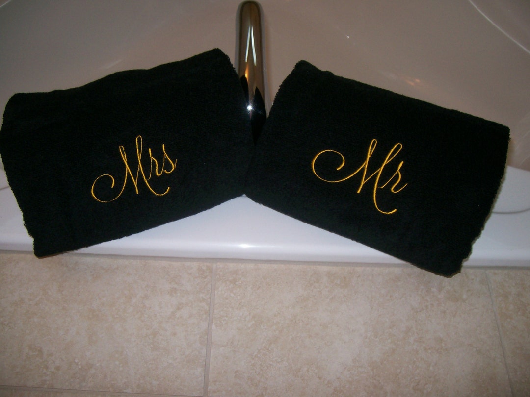 Mr. and Mrs. Embroidered Bath Towels Wedding Gift Etsy