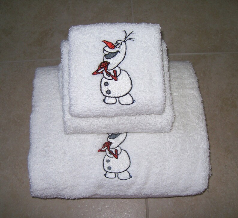 Disney Olaf Frozen 3 Piece Embroidered Bath Towel Set Etsy