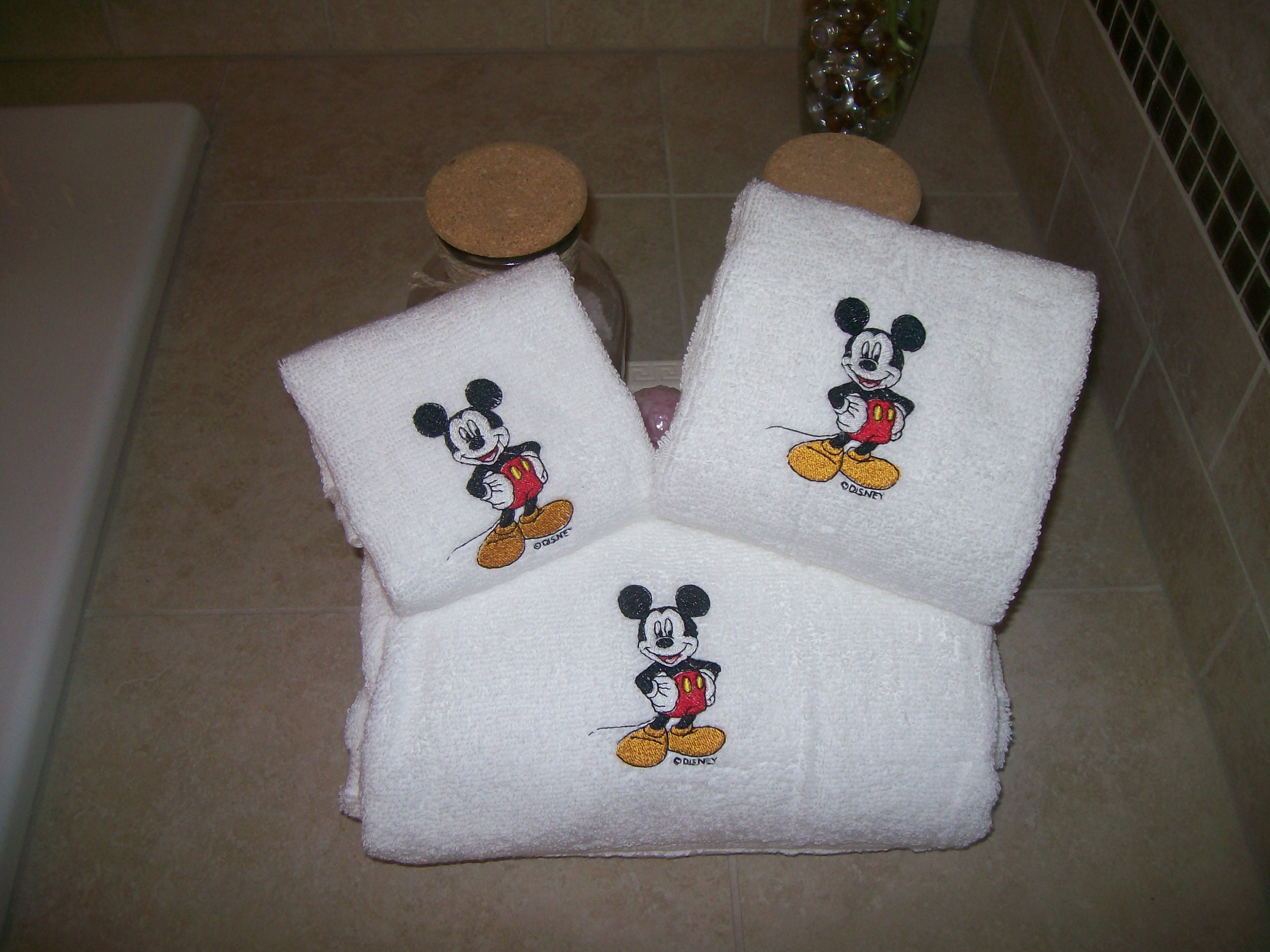 Mickey Mouse 3 Piece Embroidered Bath Towel Set Personalized Etsy