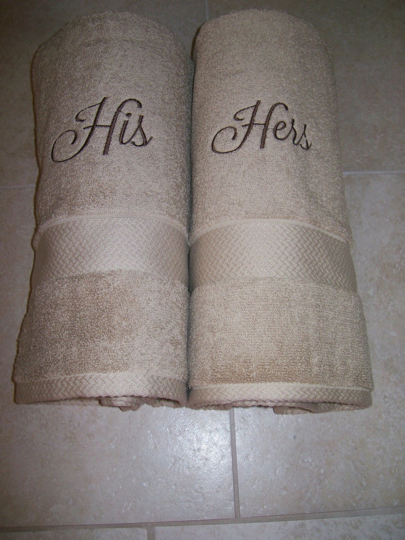 His and Hers Bath Towel Christmas Gift Embroidered Towels Etsy