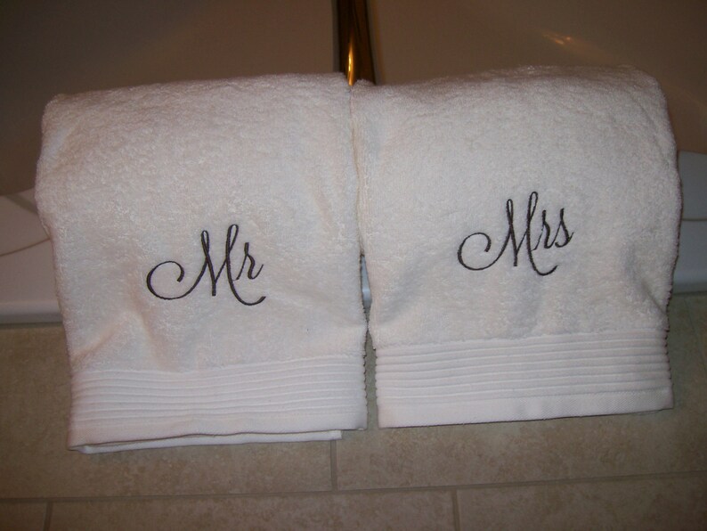 Mr. and Mrs. Embroidered Luxury Bath Towels Wedding Gift Etsy