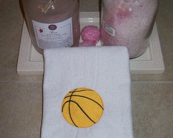 Personalized Sports Towel with Grommet & Hook - Basketball Design