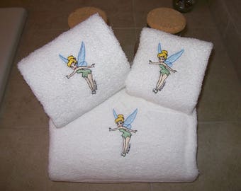 Tinkerbell and Personalised Name Embroidered on Towels Hooded Towel Bath Robes Tinkerbell and Personalised Name Embroidered on Towels Hooded Towel Bath Robes