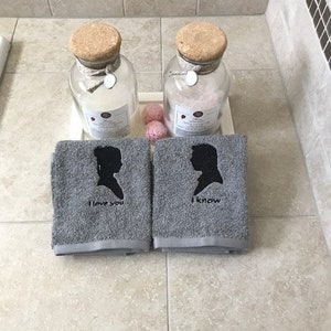 Expressive Love: His and Hers ‘I Love You, I Know’ Hand Towels