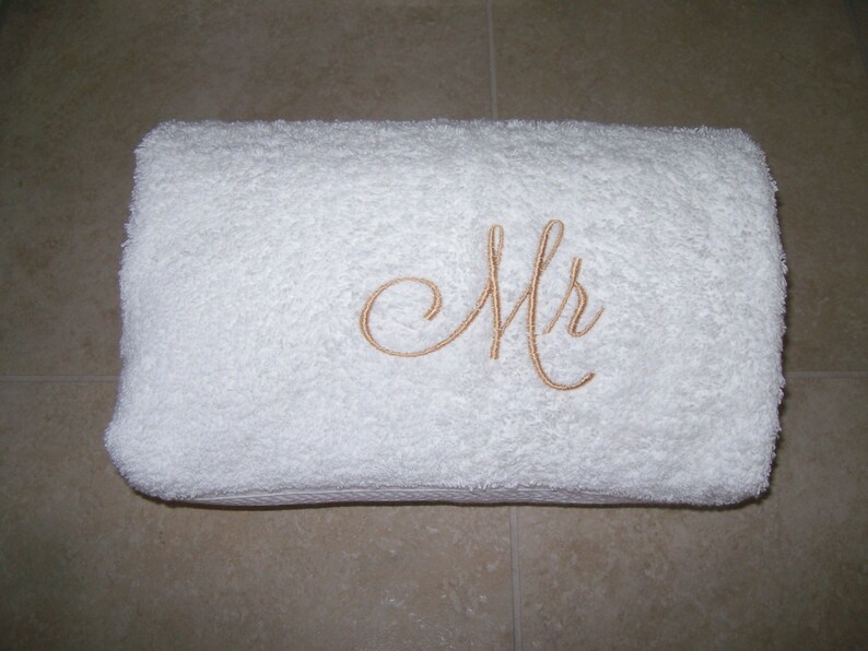 Mr. and Mrs. Embroidered Bath Towels Wedding Gift Etsy