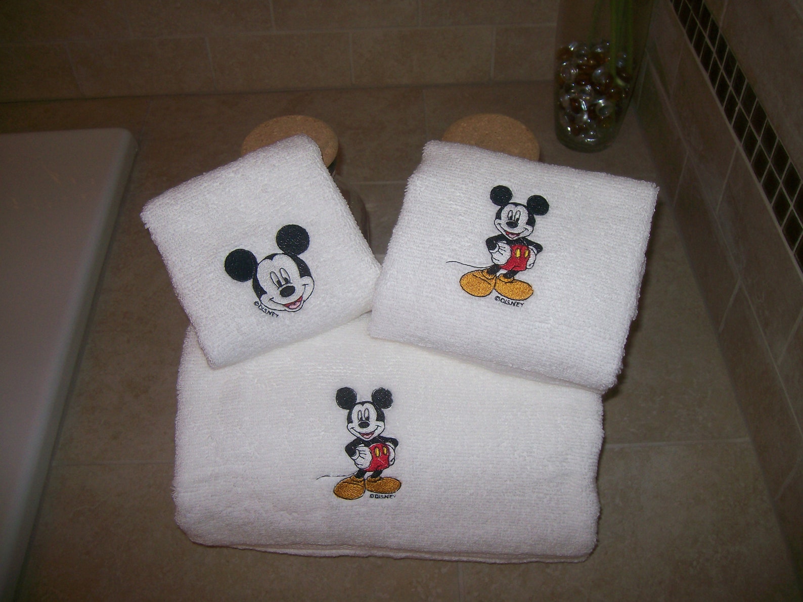 Mickey Mouse 3 Piece Embroidered Bath Towel Set Personalized Etsy