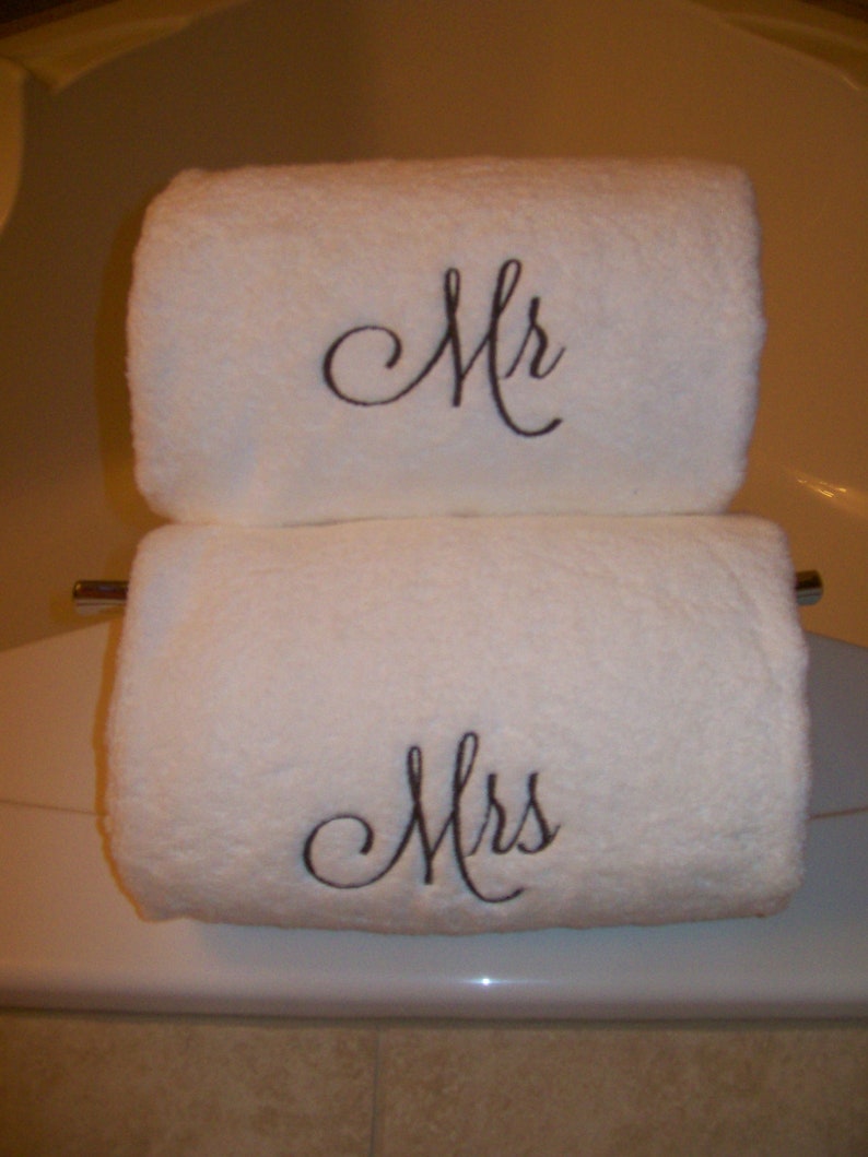 Mr. and Mrs. Embroidered Luxury Bath Towels Wedding Gift Etsy