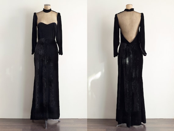 Vintage Evening Gown | 1940s Dress | Black Velvet