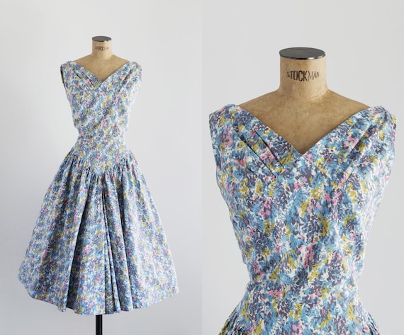 Vintage 1950s Pastel Dress - 50s Fashion - Venecia