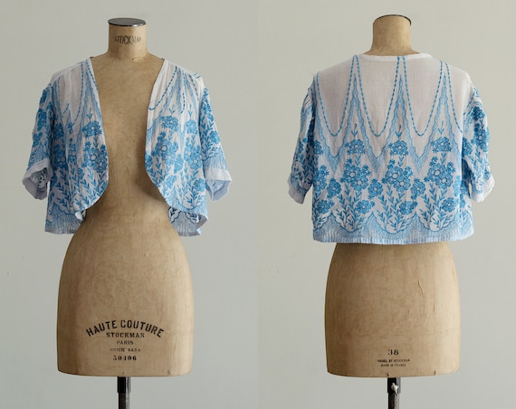 Embroidered 30s Bolero | 1930s Jacket | Sheer Silk
