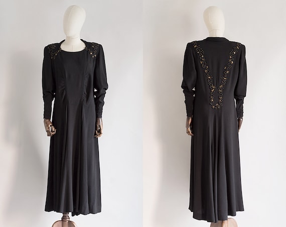 Black Soutache Dress | Vintage 1940s Dress | Volup