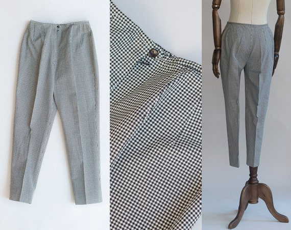 Black Gingham Pants | Vintage 60s Pants | Rebeca P