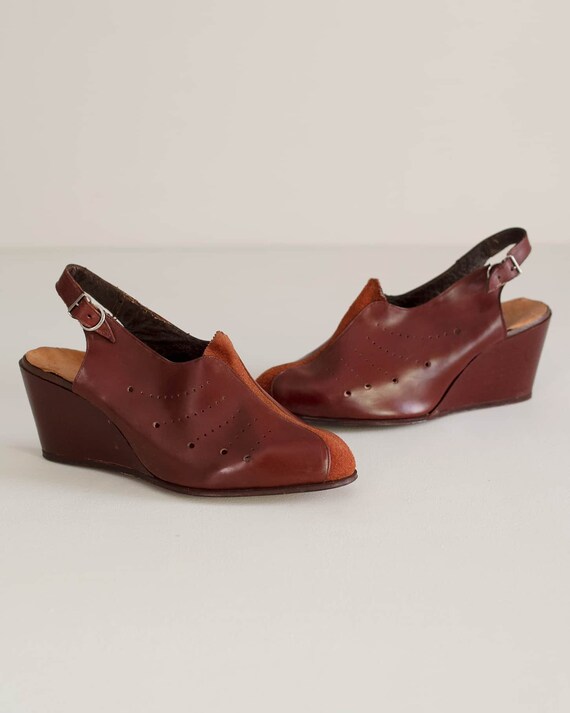Deadstock 40s Platform Shoes | Brick Red Leather 1