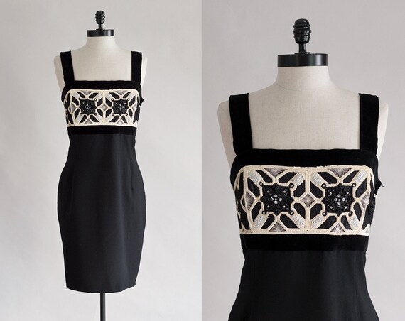 90s Escada Sequin Dress | Black And White Vintage