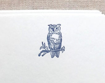 Flat Card Set with Letterpress Owl (vertical)