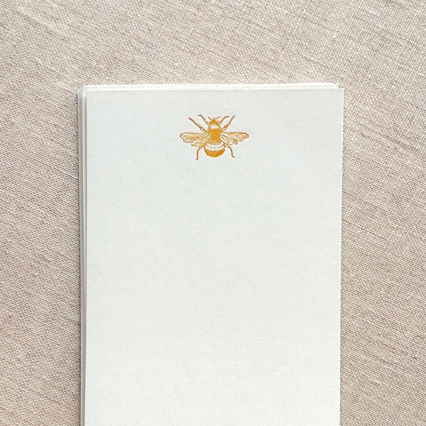 Flat Card Set with Letterpress Bumble Bee (vertical)