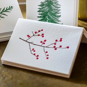 Winter Berries Letterpress Card Set