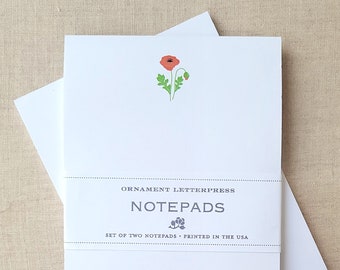 Set of Two Notepads - Poppy/Watering Can