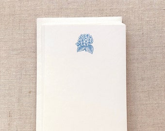 Flat Card Set with Letterpress Hydrangea (vertical)