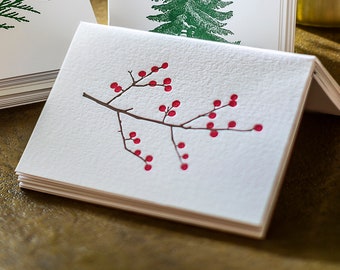 Winter Berries Letterpress Card Set