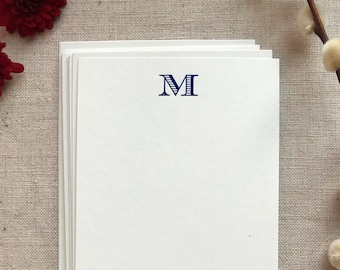 Flat Card Set with Letterpress Initial in Midnight Blue ink