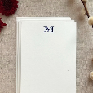 Flat Card Set with Letterpress Initial in Midnight Blue ink