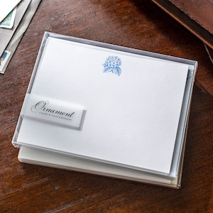 Flat Card Set with Letterpress Hydrangea