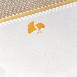 Flat Card Set with Letterpress Gingko Leaves