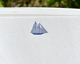 Flat Card Set with Letterpress Schooner