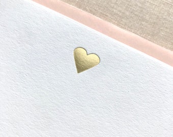 Flat Card Set with Gold Letterpress Heart