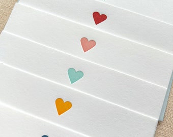 Flat Card Set with Multi-Colored Hearts