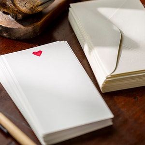 Flat Card Set with Letterpress Heart  (vertical)