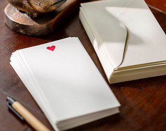 Flat Card Set with Letterpress Heart  (vertical)