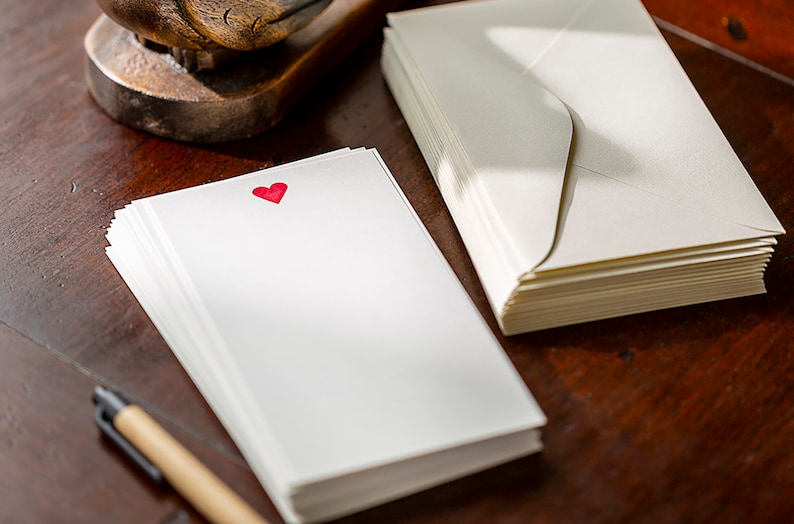 Flat Card Set with Letterpress Heart vertical image 1