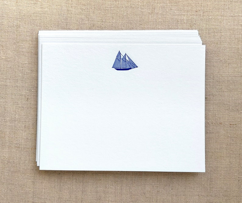 Flat Card Set with Letterpress Schooner image 2